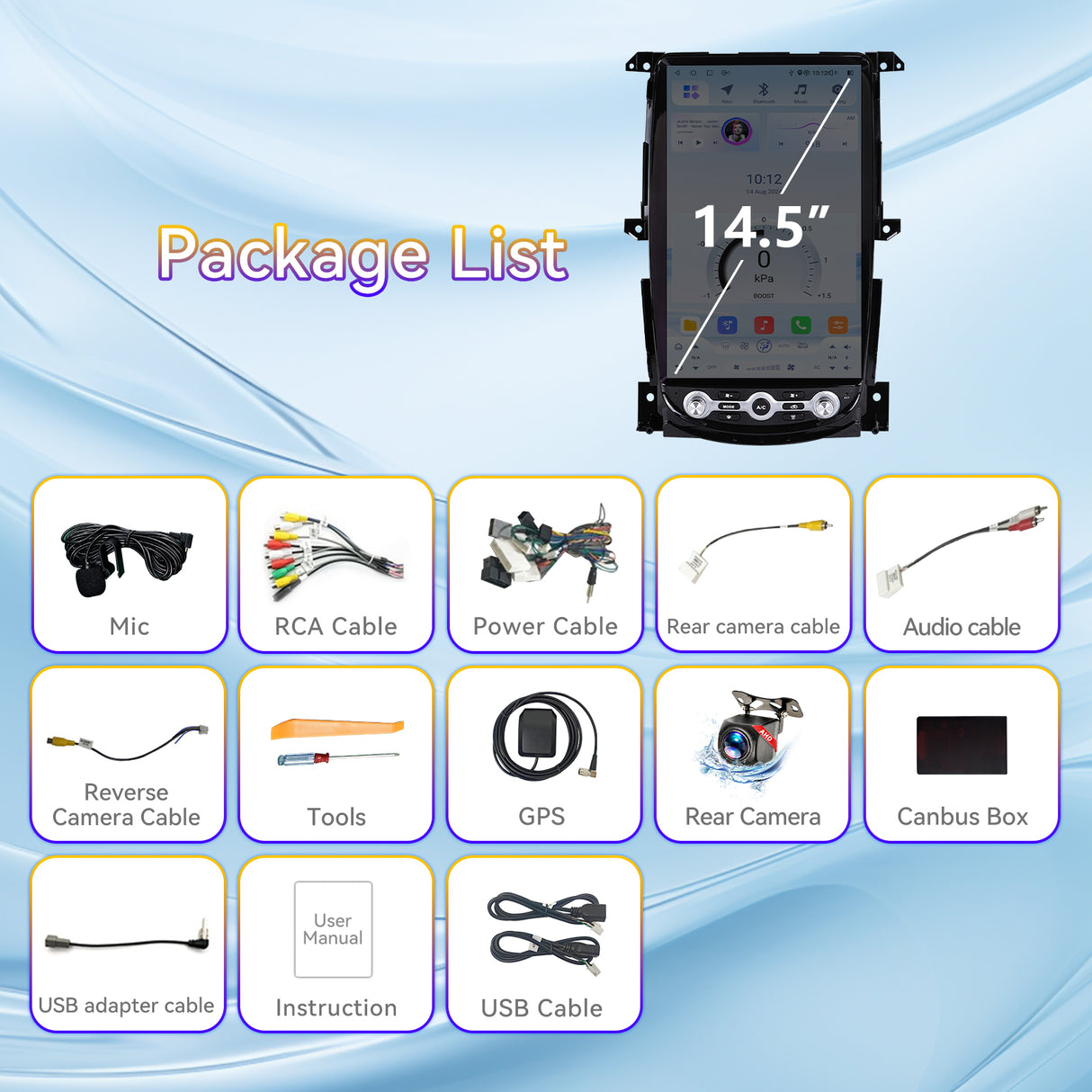 14.5" Android 13 Car Stereo Radio Head Unit Compatible with Nissan 370Z 2009-2021 Carplay&Android Auto T-Style Touch Screen with GPS DSP Bluetooth HDMI Optical AM FM 4G WiFi 8+128G
