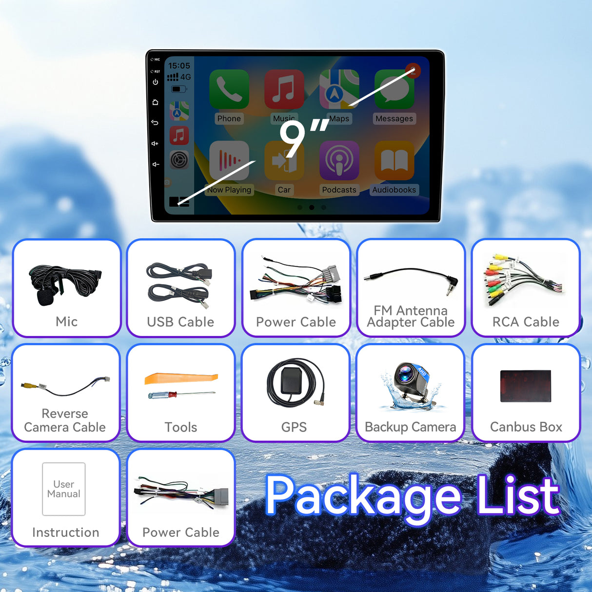 ZHNN 9 Inch Car Radio Stereo Compatible with Dodge RAM 2002-2006/Jeep Wrangler 2003-2006/Caravan 2004-2007, 2+64G Android 13 Car Head Unit with Wireless CarPlay/Android Auto, GPS, Backup Camera