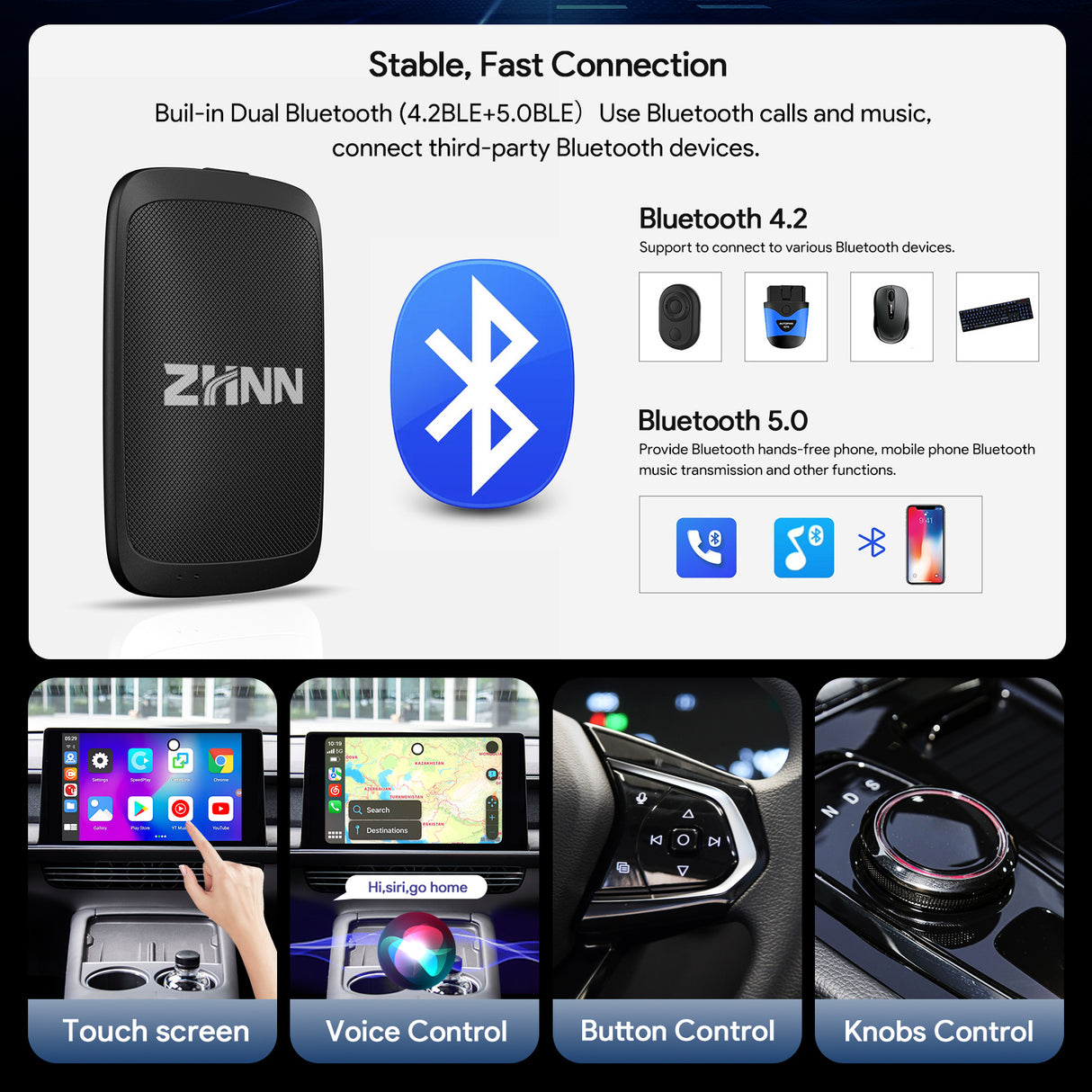 ZHNN Car Box S2 for Car with OEM Wired Carplay & Android Auto Car Radio