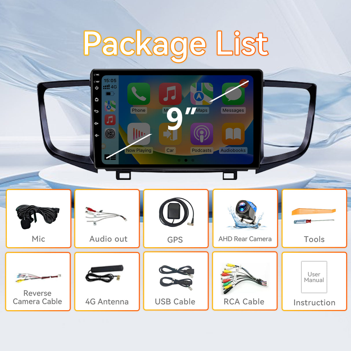Car Stereo for Honda Pilot 2016-2019 Radio Update 10" Touchscreen Head Unit Carplay & Android Auto 4-Core 2GB+64GB for Wireless CarPlay&Android Auto, GPS Navigation, FM Radio, WiFi, Bluetooth, Reverse Camera, SWC, Wireless Sync, Engineer Help