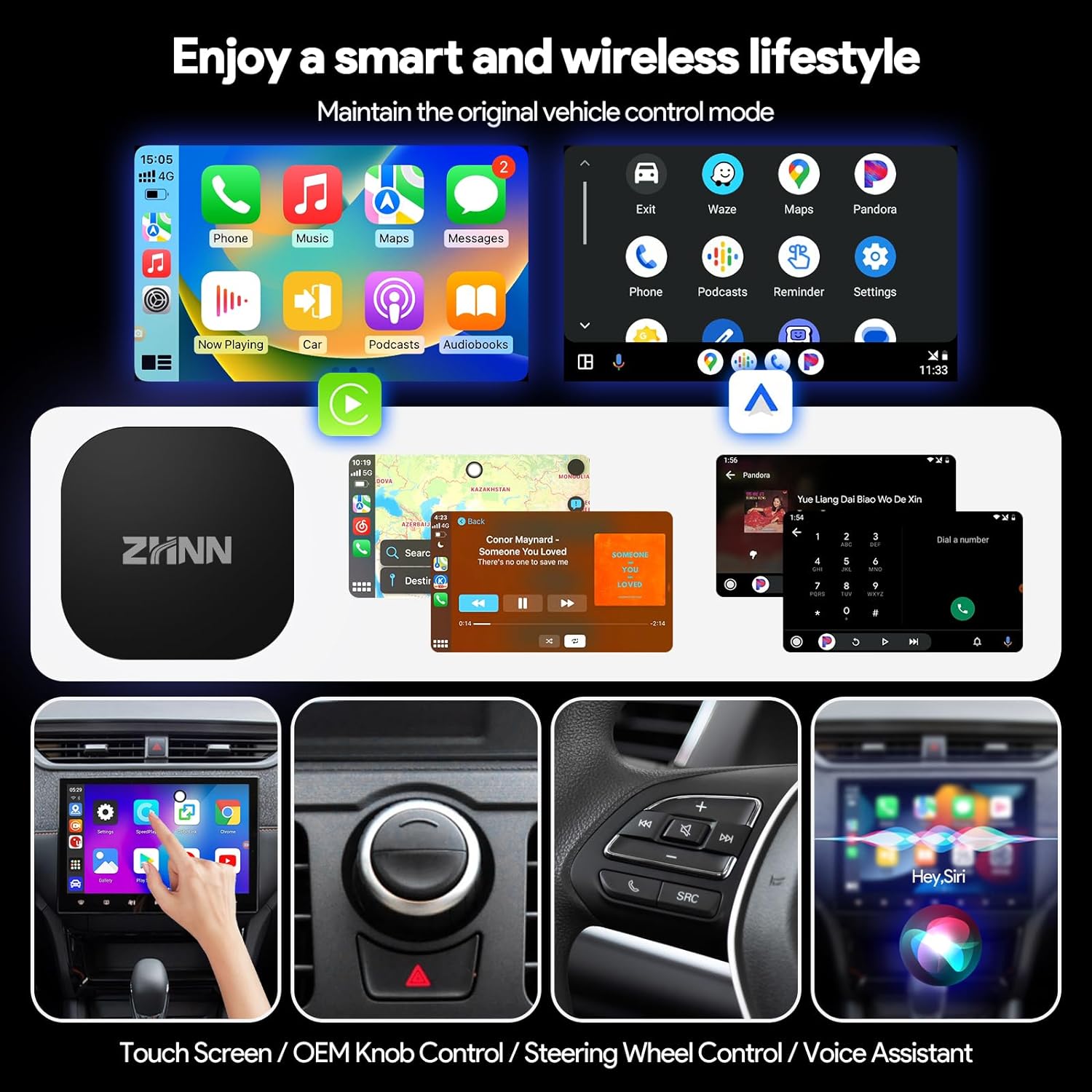 ZHNN Car Box S3 for OEM CarPlay/Android Auto Car Radios