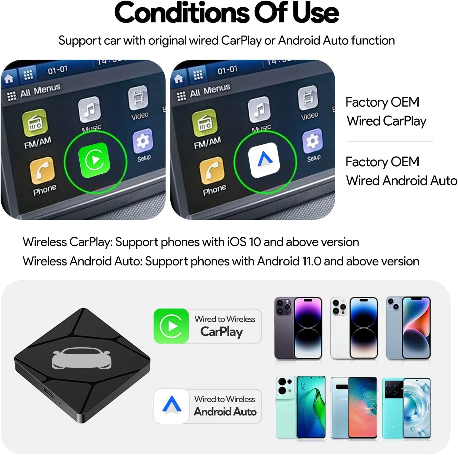 Wireless CarPlay Adapter for Car with OEM Wired CarPlay