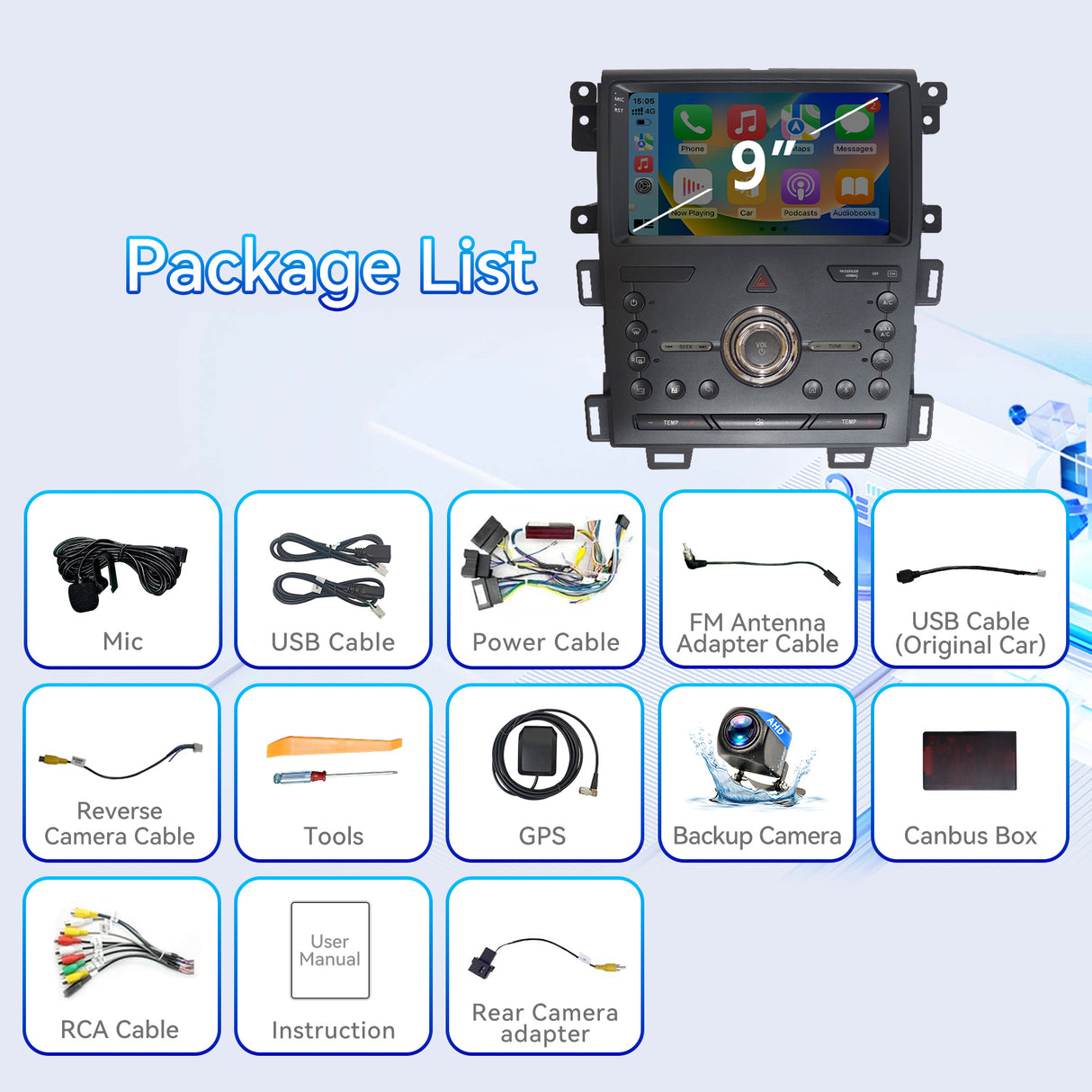 Android 14 Car Radio Stereo Compatible with Ford Edge 2010 2011 2012 2013 2014 Wireless Carplay Android Auto 9" Touch Screen Radio with Bluetooth GPS Navigation FM Radio Upgrade Backup Camera 2+64G