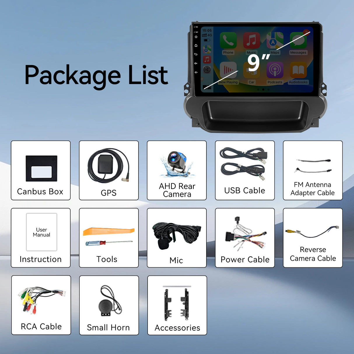 9 Inch Touch Screen Car Stereo for Chevrolet Malibu 2011 2012 2013 2014 2015, Android 13 2G+64G Head Unit, Wireless Apple CarPlay & Android Auto, DSP, Bluetooth, FM Radio, GPS Navigation, SWC, with Backup Camera