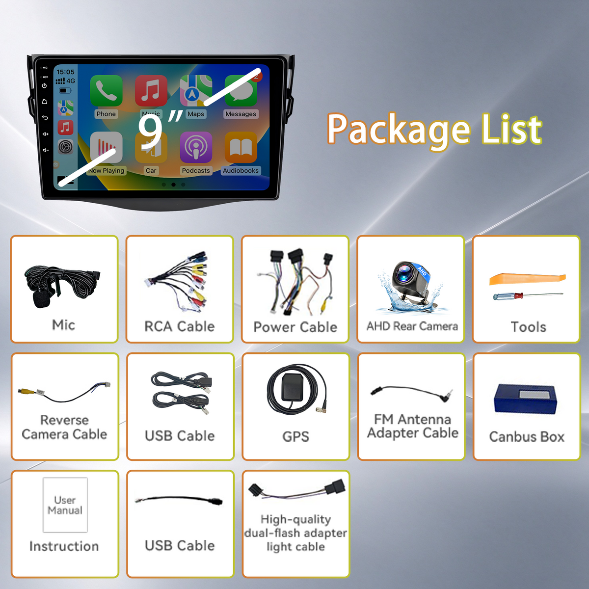 Android 13 Touchscreen Head Unit for Toyota RAV4 2006-2012, Supports Wireless CarPlay, Android Auto and Mirroring