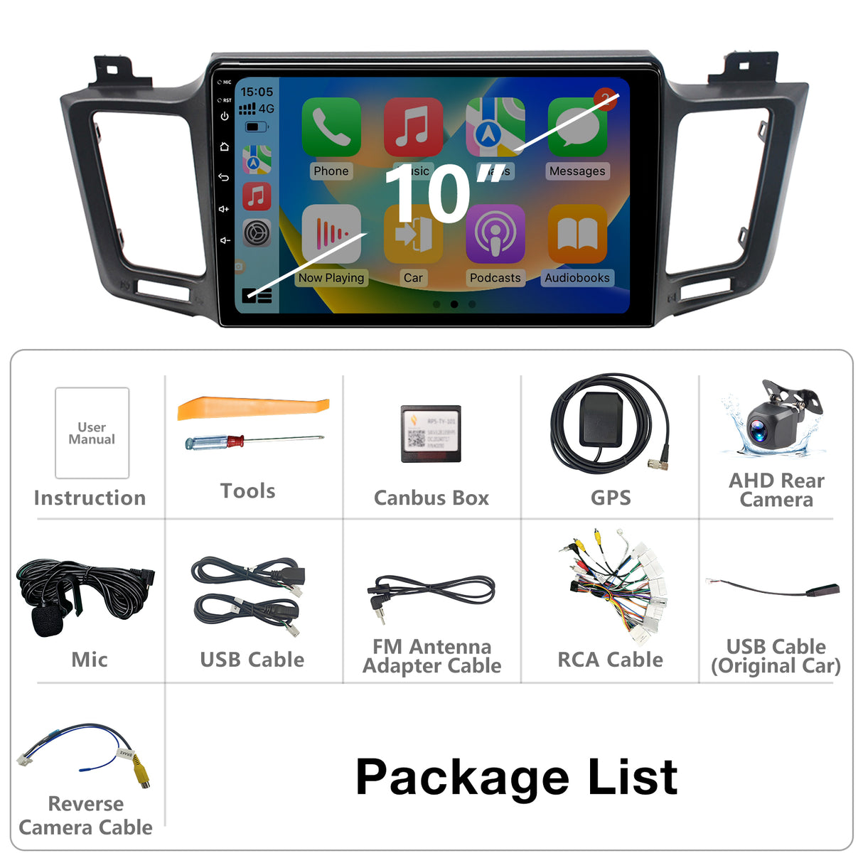 Car Stereo Radio Compatible with Toyota RAV4 2013 2014 2015 2016 2017 2018,Android 13 Head Unit,10 Inch IPS Touch Screen/WiFi/Bluetooth/Wireless Carplay Android Auto/GPS/Mirror Link/AHD Rear Camera