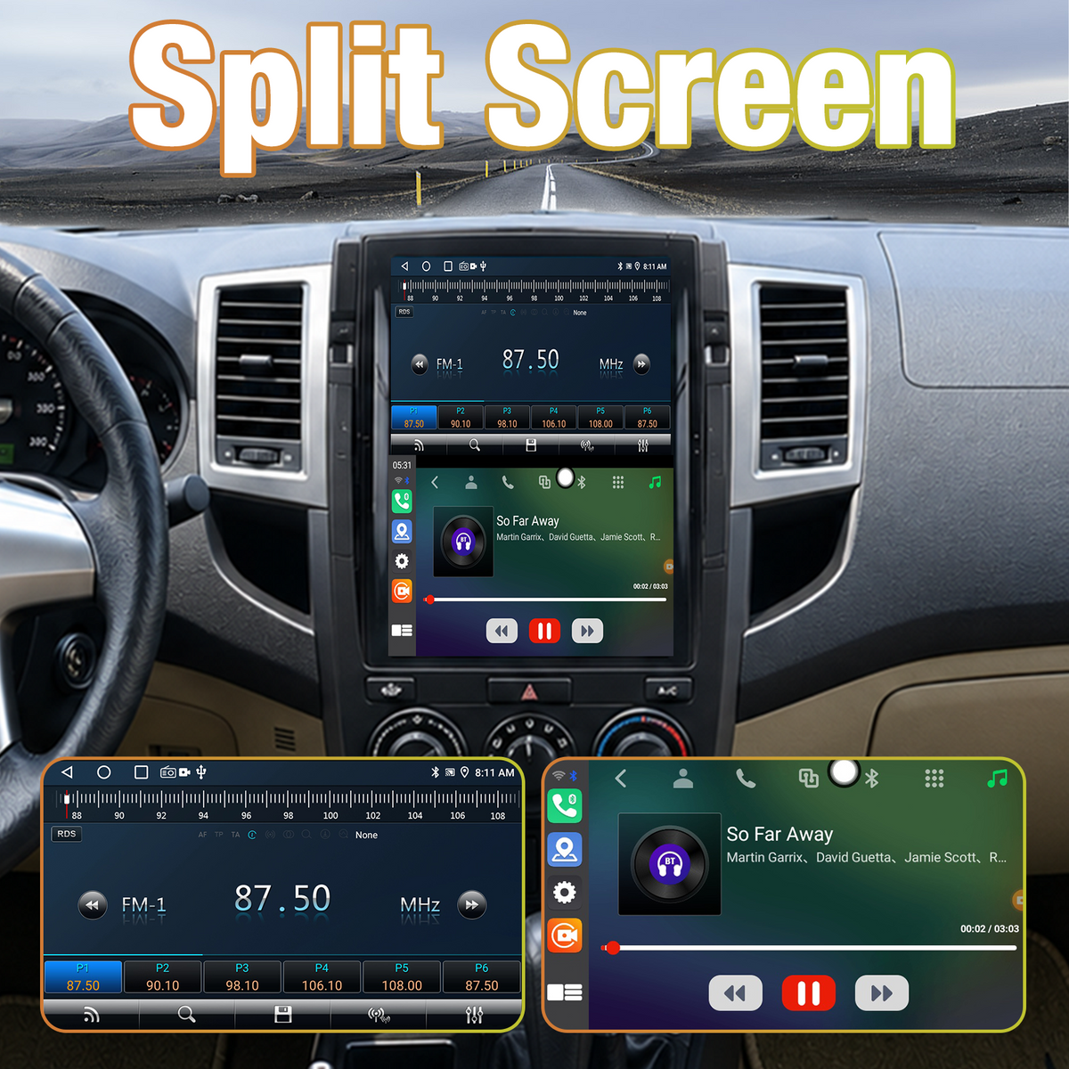 Android Car Radio for Toyota Fortuner 2018-2020, Wireless Apple CarPlay & Android Auto Head Unit, 8GB RAM +128GB ROM, Built-in GPS Navigation
