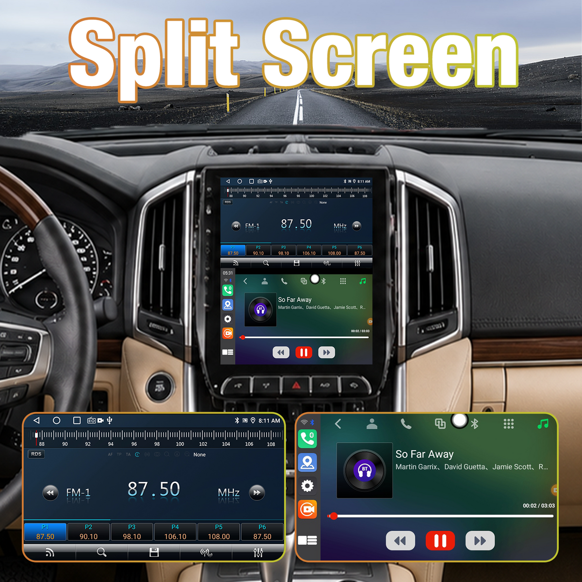 Android Car Stereo for Toyota Land Cruiser 2016-2020, 8-Core 8G+128G Touchscreen Head Unit, Wireless CarPlay & Android Auto, GPS Navigation, Bluetooth Audio, Built-in DSP Multimedia Player