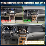 10 Inch QLED Touch Screen Car Stereo for Toyota Highlander 2008-2013, Head Unit with Wireless CarPlay & Android Auto, WiFi, GPS Navigation, Bluetooth 5.0, FM AM Radio