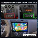 2+64G Android 13 Car Stereo for Nissan Altima Teana (Manual AC) 2008-2012 with 9 Inch Touchscreen Radio Built-in Wireless Carplay/Android Auto/GPS/Bluetooth/FM/AUX/Steering Wheel Controls/Backup Camera