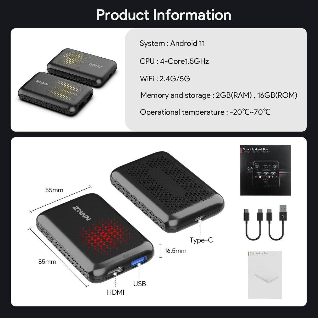 ZHNN Car Box A1 for OEM Wired CarPlay Car Radio