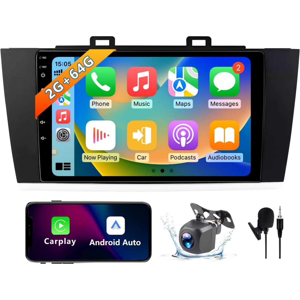 Android 13 Car Radio Compatible with Subaru Legacy Outback 2015-2018, 9 Inch 2+64G Car Stereo Support Wireless CarPlay/Android Auto/Bluetooth/GPS Navigation/SWC/FM Radio/Backup Camera