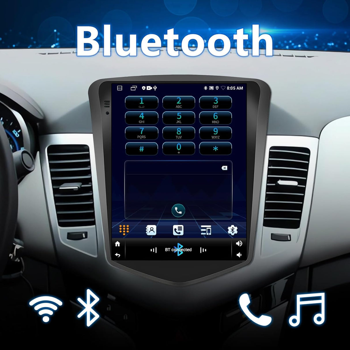 Compatible with Chevy Cruze Radio 2009-2014, 9.7 Inch Android 13 with CarPlay/Android Auto, 2+64G Car Stereo with Bluetooth GPS SWC FM Backup Camera