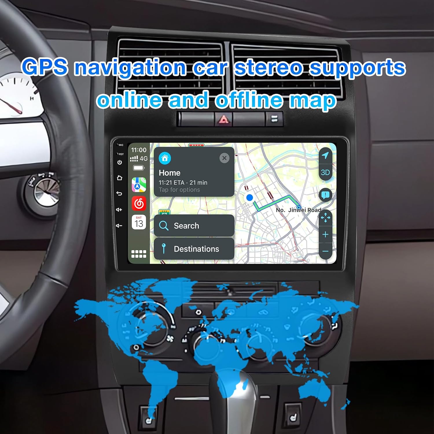 ZHNN Android 13 Car Radio Stereo Compatible with Dodge Charger/Magnum 2005 2006 2007, 9 inch 2+64GB Car Stereo with CarPlay Android Auto Mirrorlink GPS Navigation Backup Camera