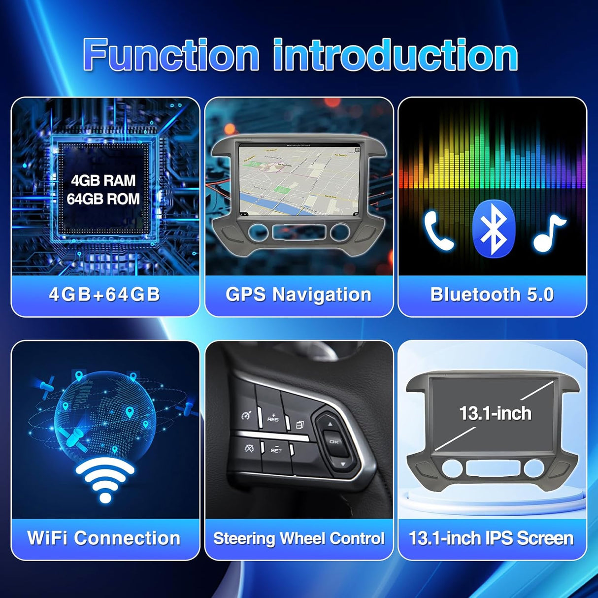ZHNN Car Radio Stereo Compatible with Chevy Silverado GMC Sierra 2014-2018, support Carplay/Android Auto