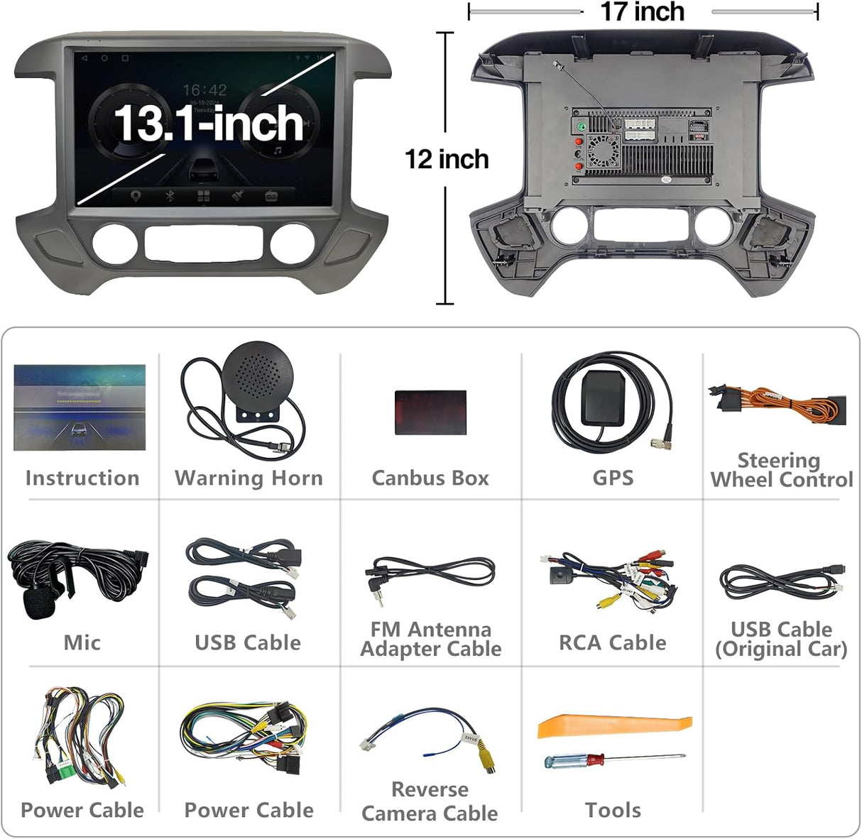 ZHNN Car Radio Stereo Compatible with Chevy Silverado GMC Sierra 2014-2018, support Carplay/Android Auto