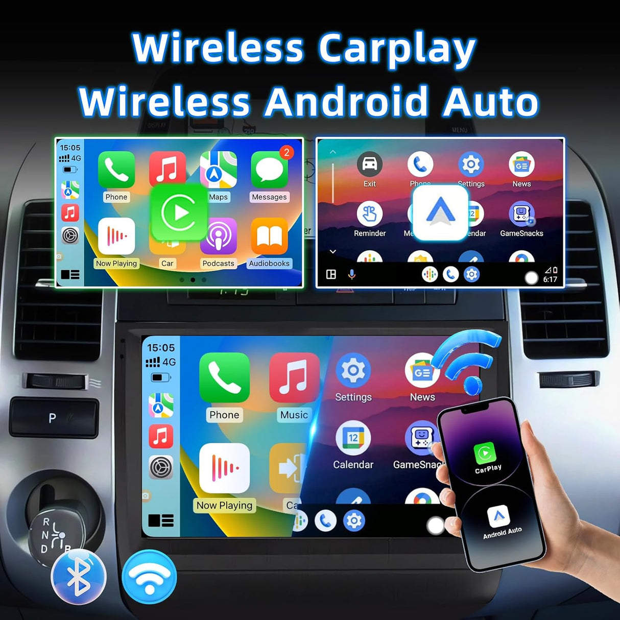 ZHNN Android 13 Car Radio Compatible with Toyota Prius 2003 2004 2005 2006 2007 2008 2009, 2+64G 9 Inch Car Stereo Support Wireless CarPlay Android Auto Bluetooth GPS Navigation SWC FM Backup Camera