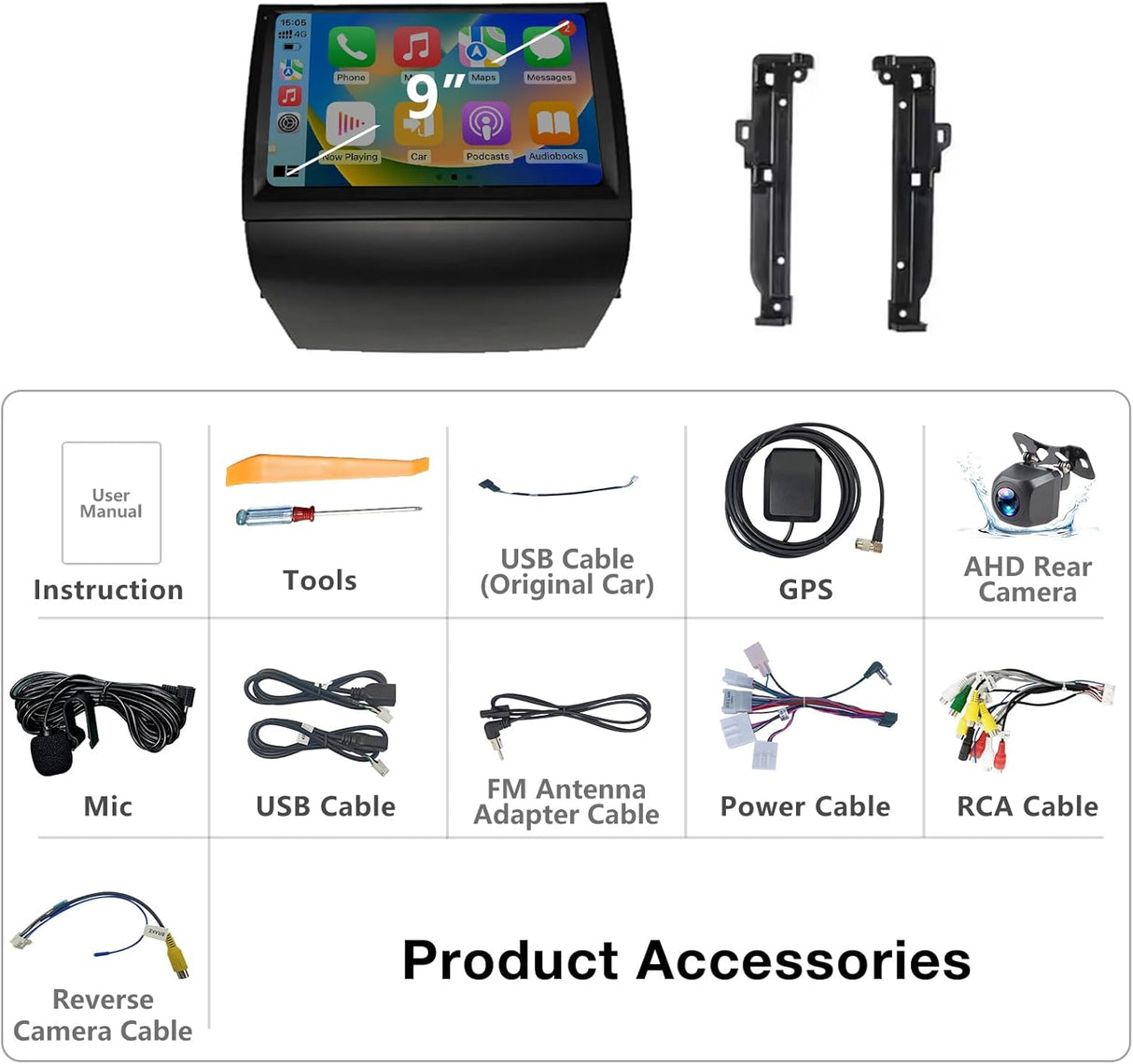 ZHNN Android 13 Car Radio Compatible with Toyota Prius 2003 2004 2005 2006 2007 2008 2009, 2+64G 9 Inch Car Stereo Support Wireless CarPlay Android Auto Bluetooth GPS Navigation SWC FM Backup Camera