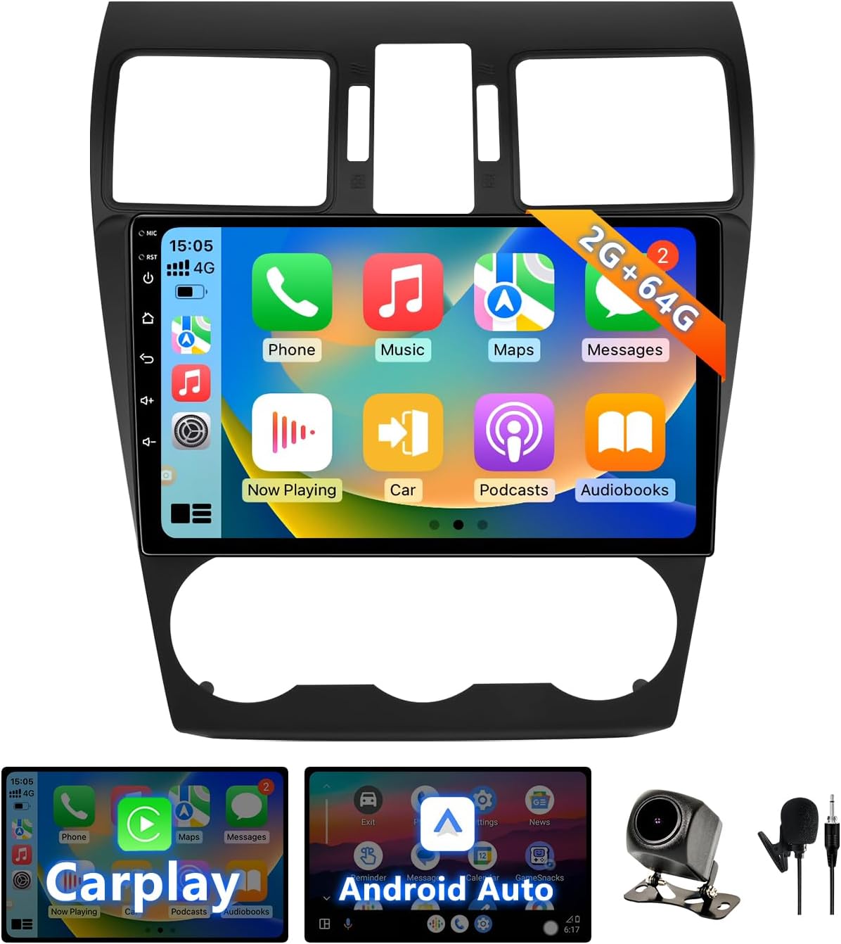 ZHNN Car Radio Stereo Compatible with Subaru Forester WRX Impreza 2013 2014 2015 with Carplay/Android Auto