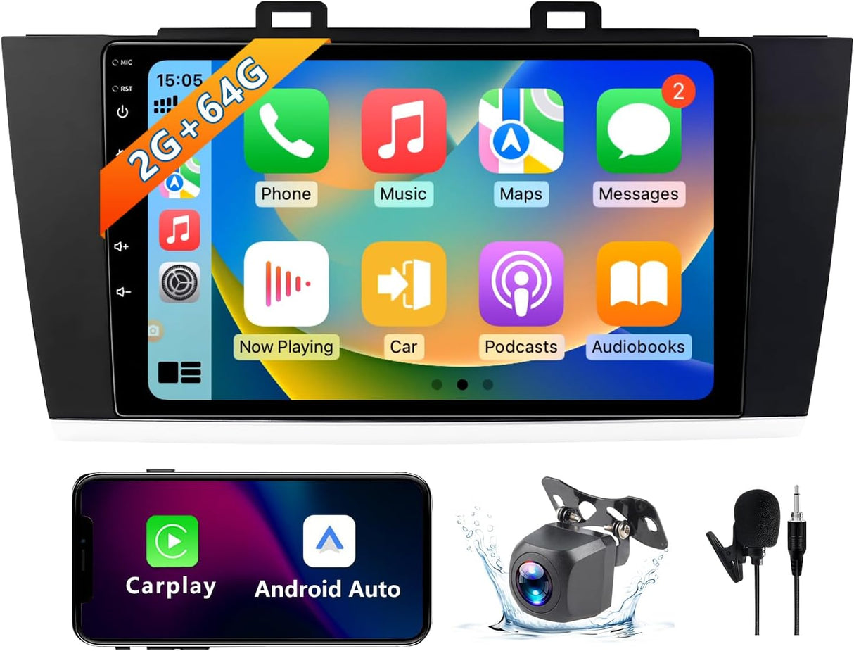 Android 13 Car Radio Compatible with Subaru Legacy Outback 2015-2018, 9 Inch 2+64G Car Stereo Support Wireless CarPlay/Android Auto/Bluetooth/GPS Navigation/SWC/FM Radio/Backup Camera