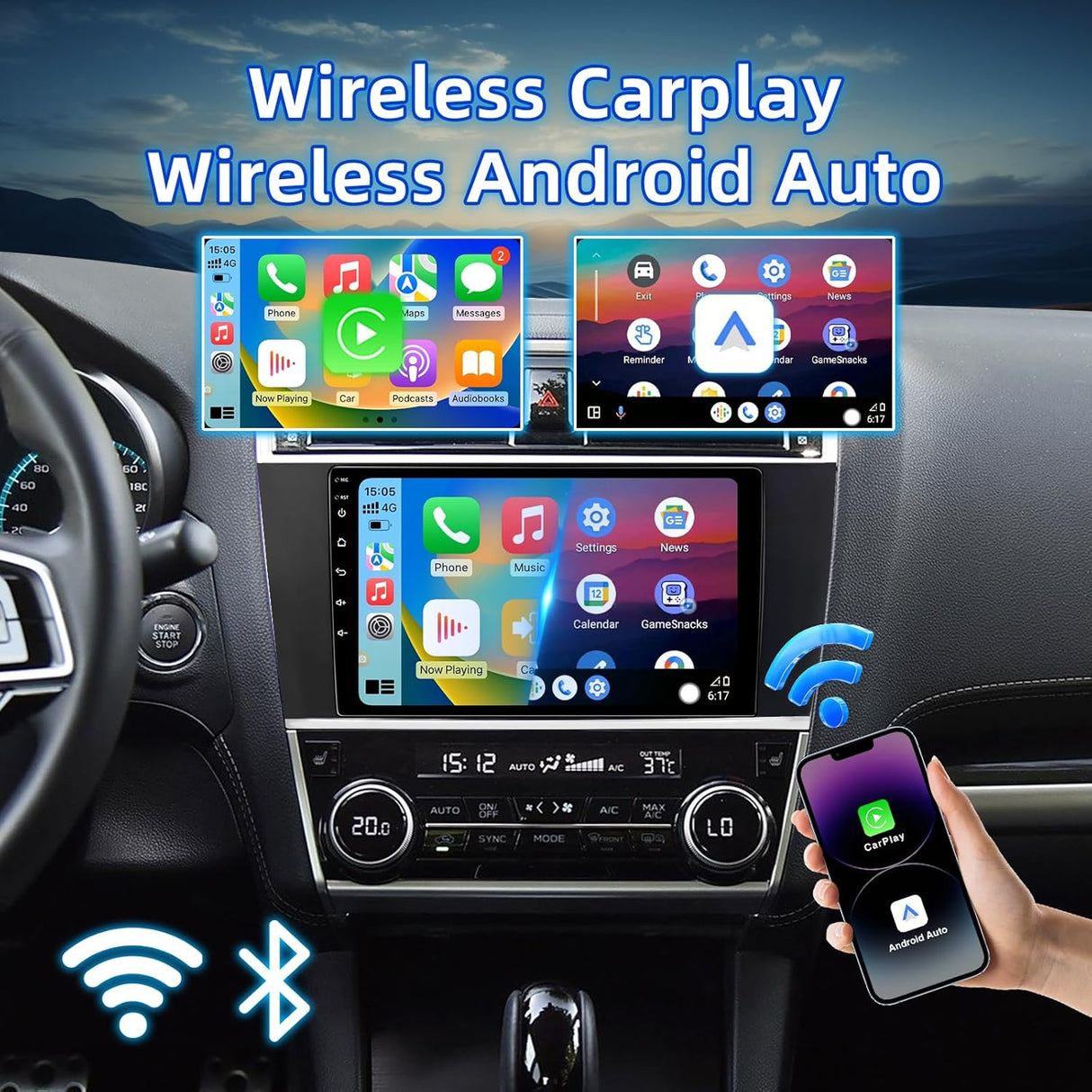 Android 13 Car Radio Compatible with Subaru Legacy Outback 2015-2018, 9 Inch 2+64G Car Stereo Support Wireless CarPlay/Android Auto/Bluetooth/GPS Navigation/SWC/FM Radio/Backup Camera
