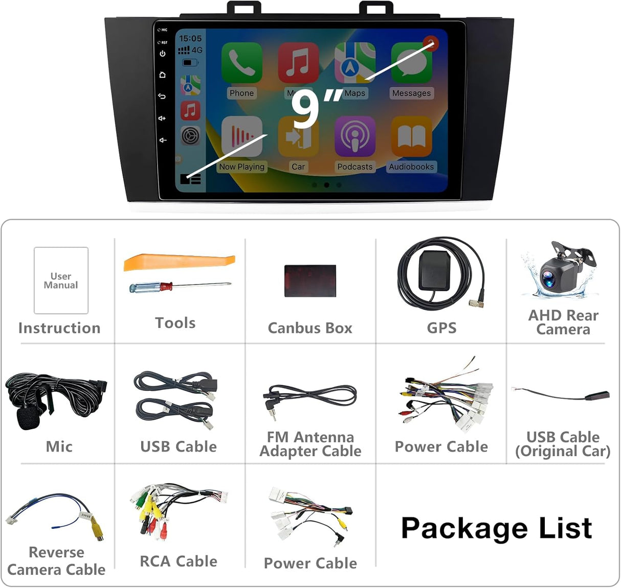 Android 13 Car Radio Compatible with Subaru Legacy Outback 2015-2018, 9 Inch 2+64G Car Stereo Support Wireless CarPlay/Android Auto/Bluetooth/GPS Navigation/SWC/FM Radio/Backup Camera