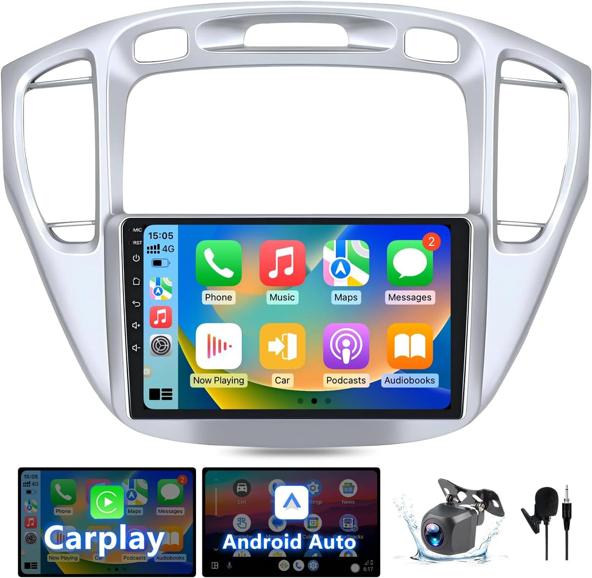 ZHNN Touchscreen Car Stereo for Toyota Highlander 2000-2007, Android 13, Wireless CarPlay/Android Auto