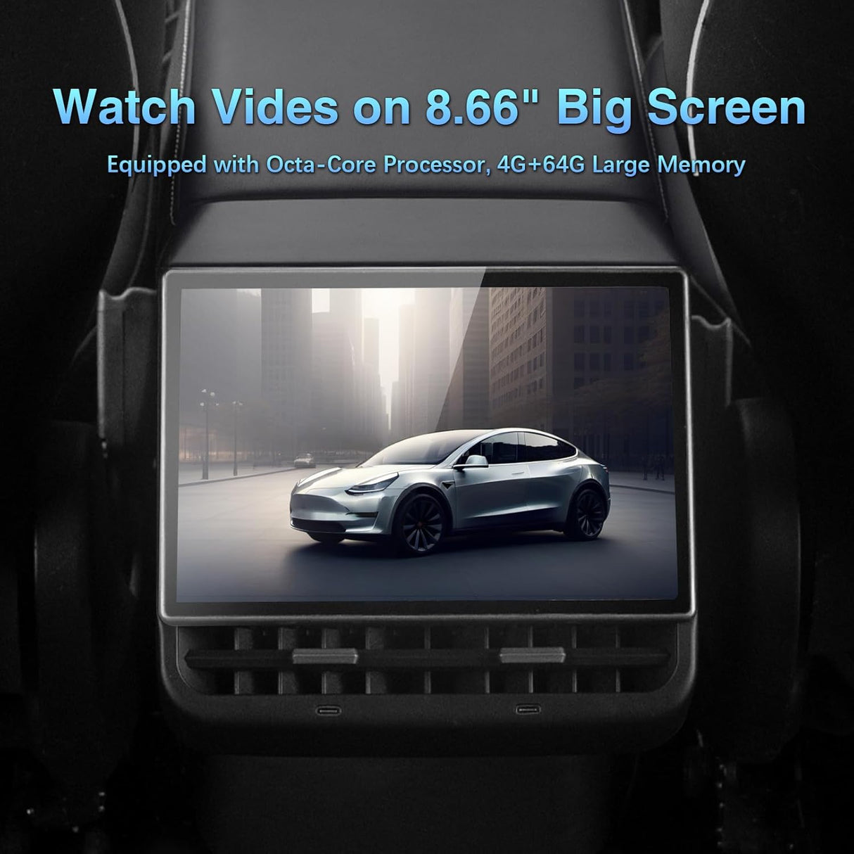 8.66 Inch Rear Display Screen Compatible with Tesla Model 3 17-23&Y19-24, 5G.Android 13 Supports HD Movie Watching, 4+64G,8-core, Supports seat Adjustment and Rear air Conditioning