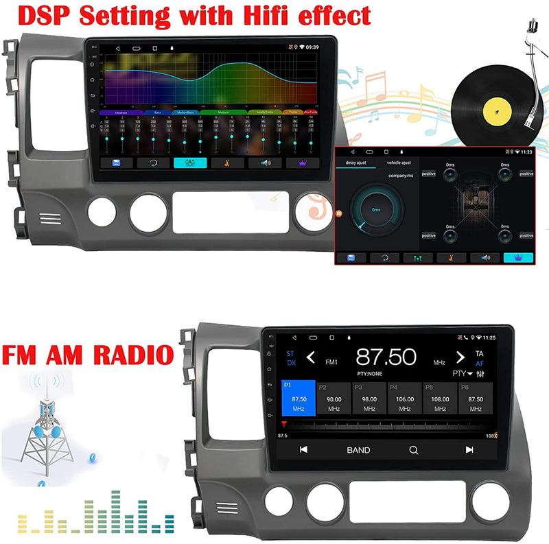 Car Radio Compatible with Honda Civic 2006 2007 2008 2009 2010 2011,Car Stereo Android 13 Touch Screen Wireless CarPlay&Android Auto