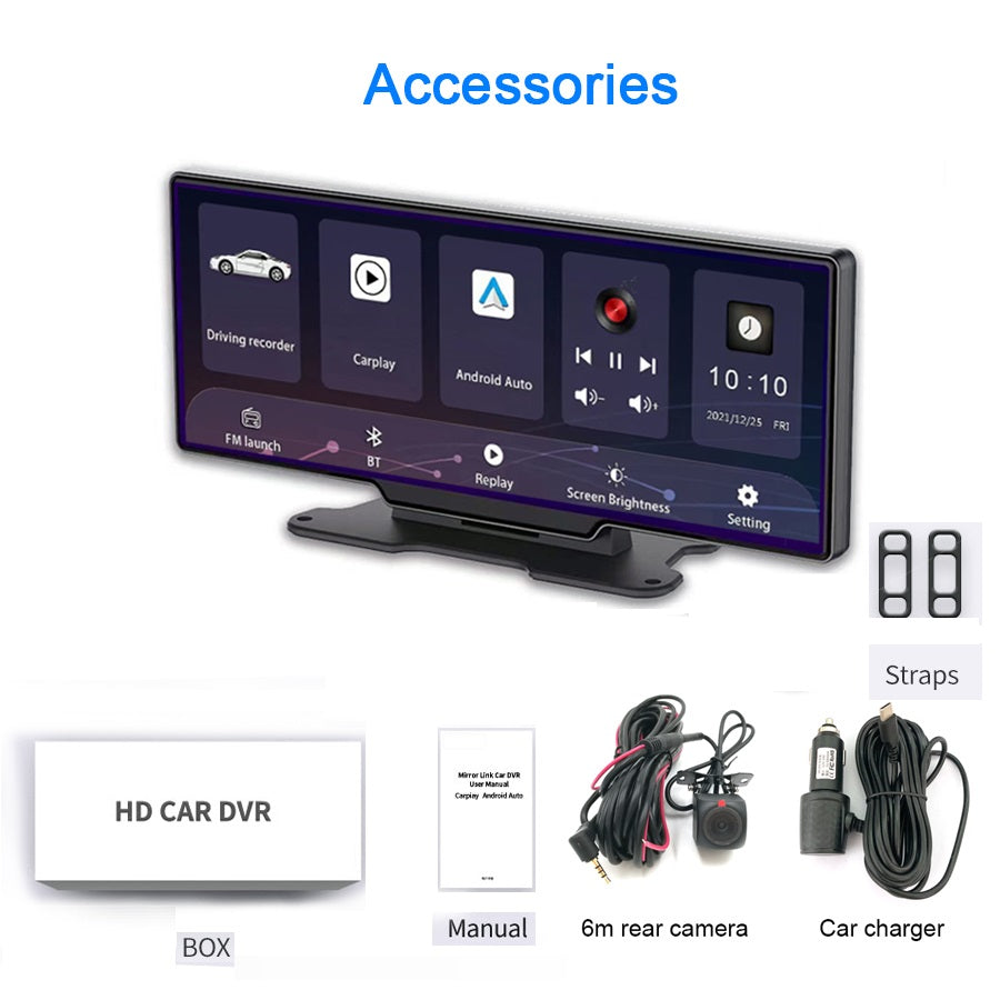 ZHNN Wireless CarPlay & Androidauto Rearview Mirror Dash Cam -T30