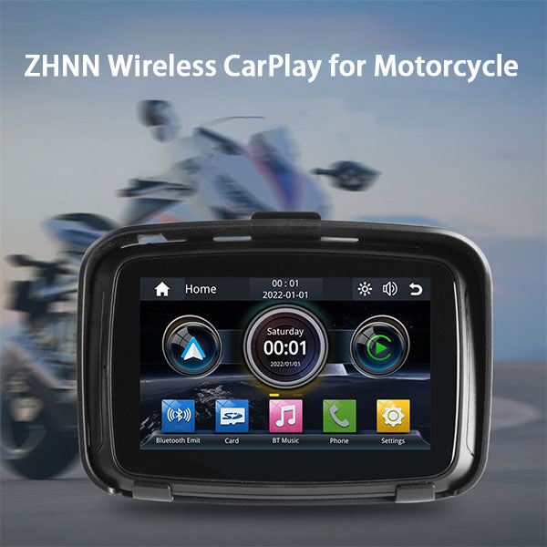 ZHNN 2023 Waterproof Portable Navigator Wireless CarPlay for Motorcycles