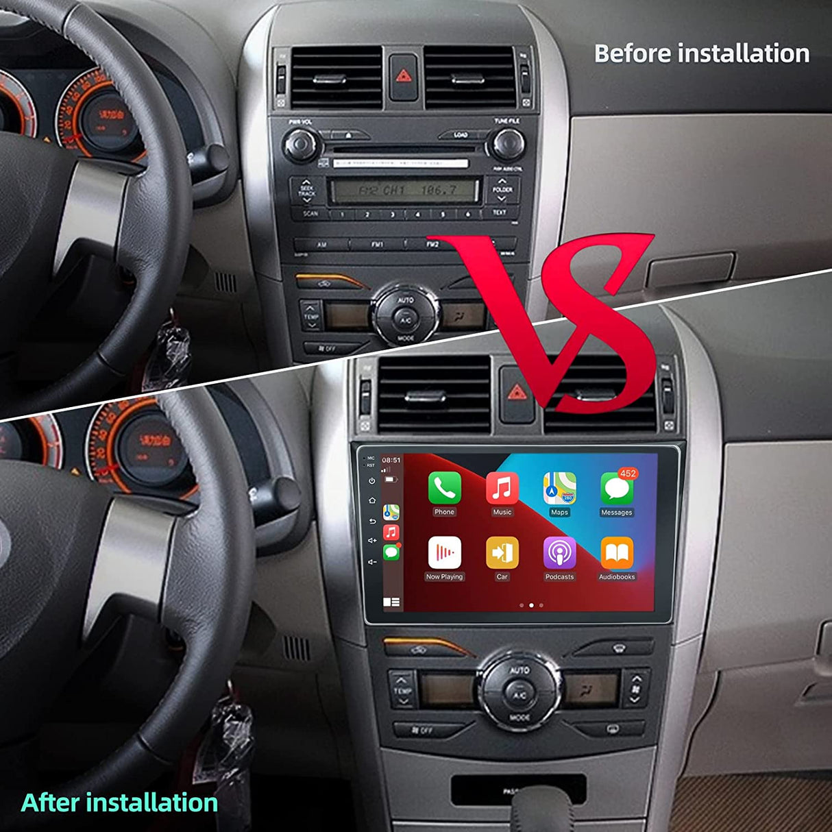 ZHNN 2023 Android 12 Car Stereo apply to Toyota Corolla 08-12